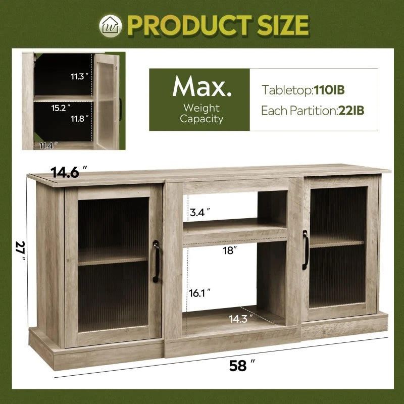 Galaxhero Retro TV Stand Console Cabinet for Living Room Use