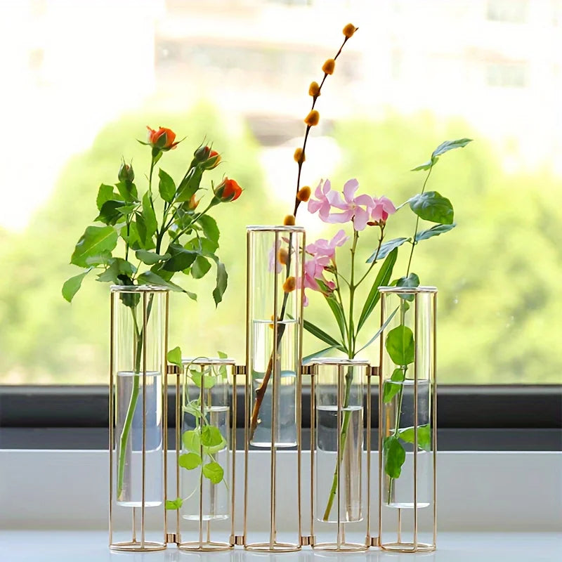 Warm Welcome Decor Test Tube Vase With 5 Tubes Stand