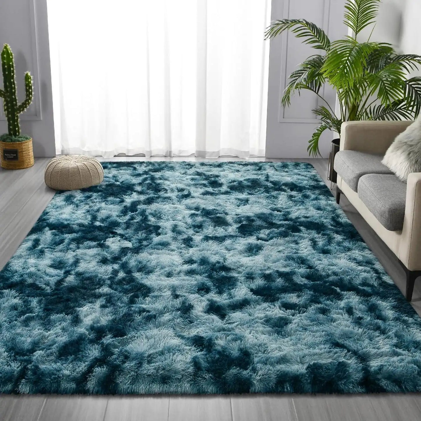Lochas Plush Velvet Rugs Tie Dye Shaggy for Living Room