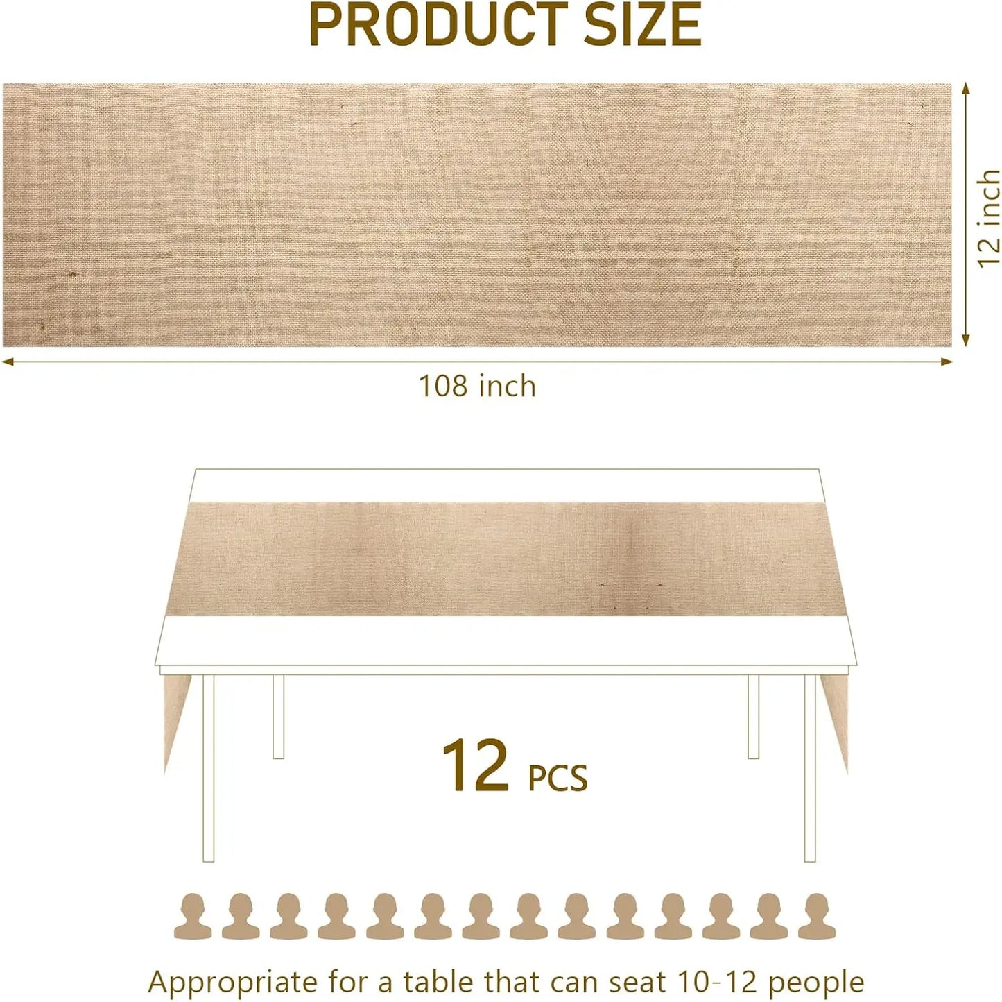 Warm Welcome Decor Burlap Table Runners 36 Pack Set