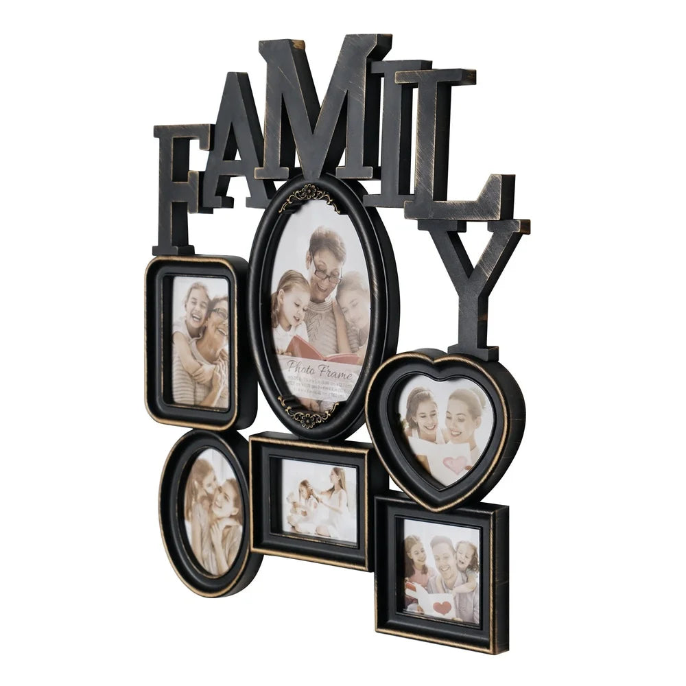 Typographic Family Photo Collage Frame 6 Picture Wall Art