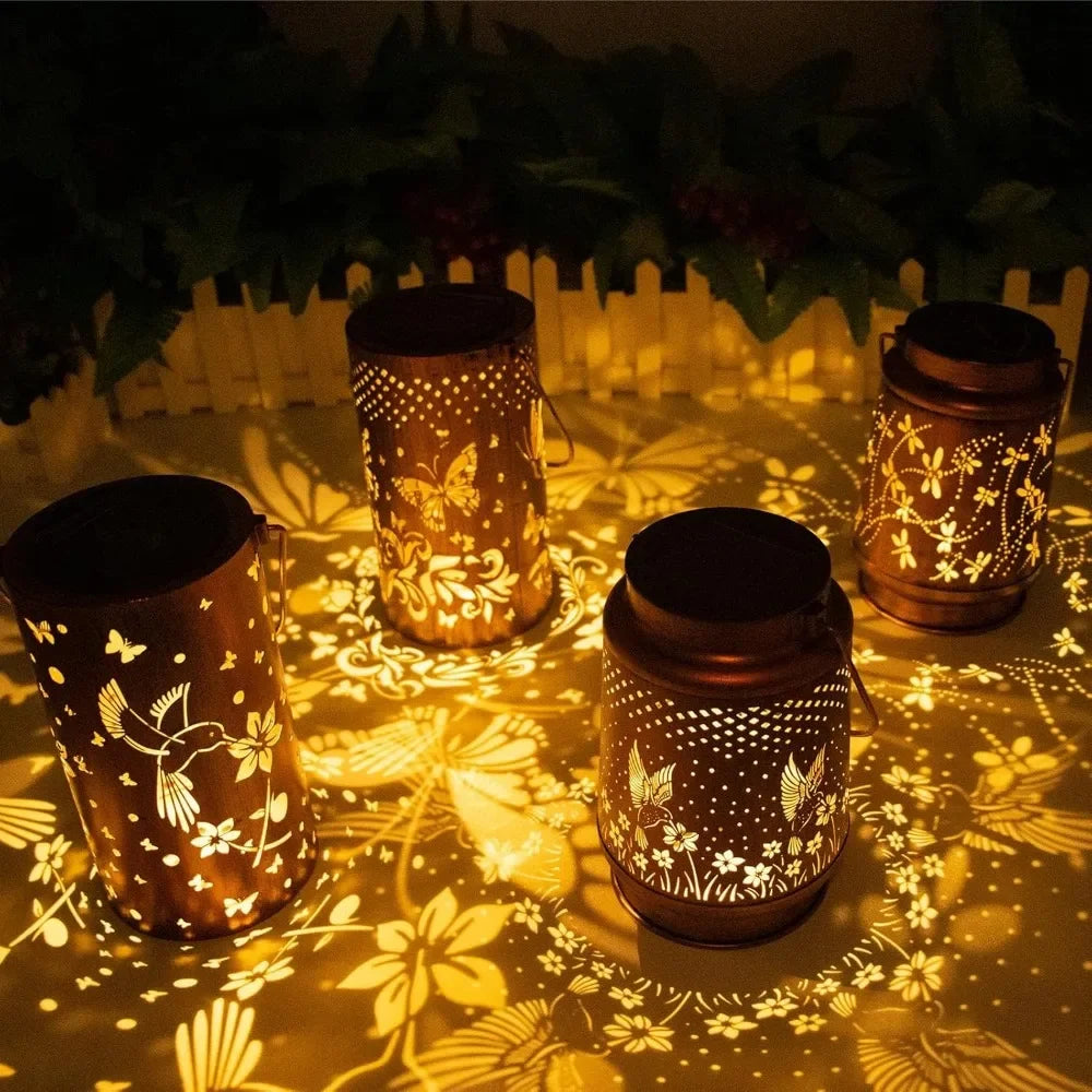 Warm Welcome Decor Solar Lanterns Outdoor Hanging 4 Pack