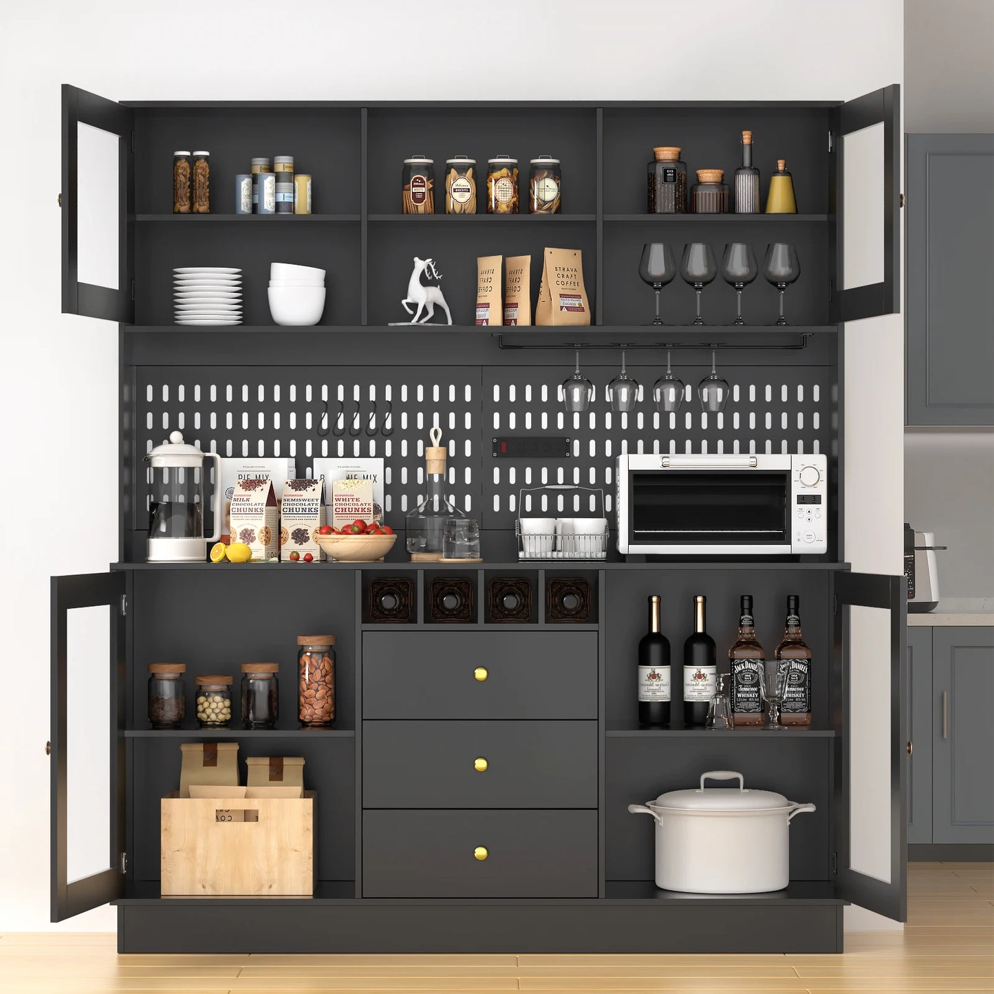 Warm Welcome Decor Pantry Cabinet Freestanding Storage Hutch
