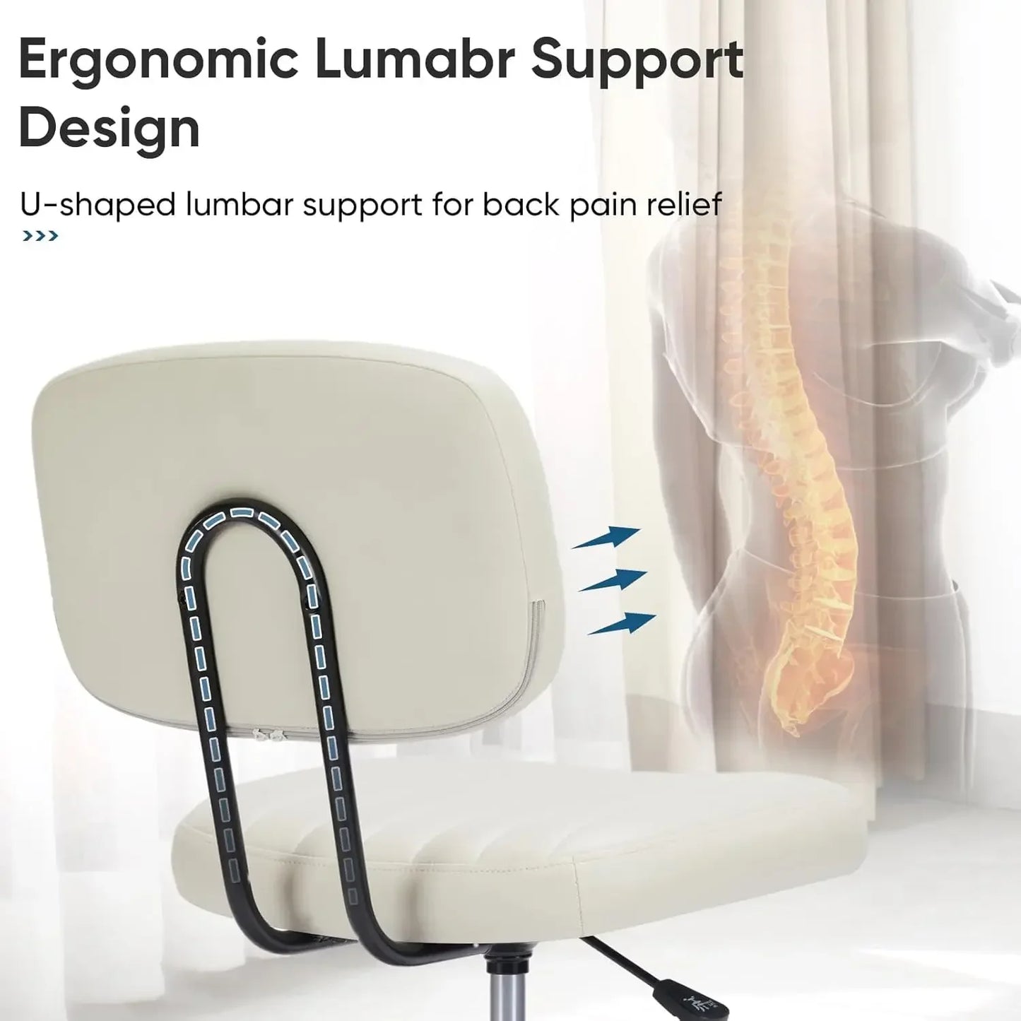 XMSJ Armless Office Chair With Adjustable Lumbar Support