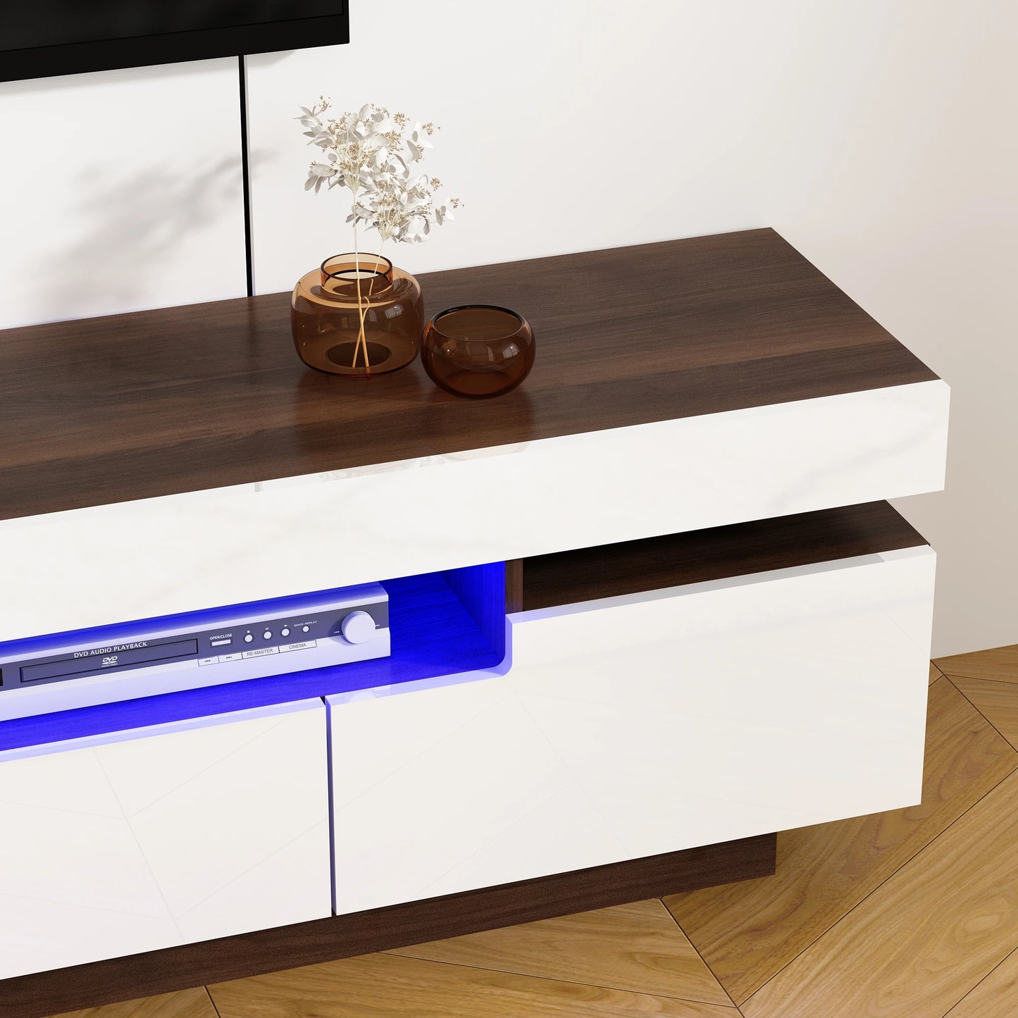 QiaoShiRen Modern LED TV Stand for Living Room Entertainment