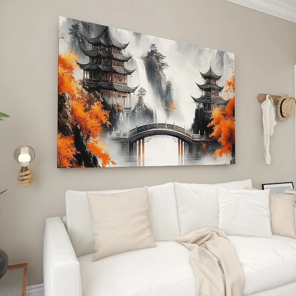 Pine Wood Frame Canvas Wall Art For Home