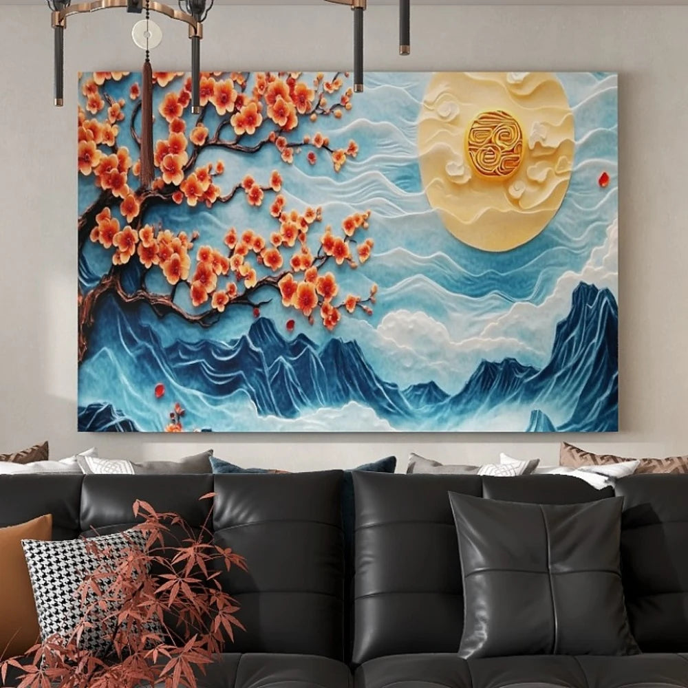 Canvas Wall Art In Pine Frame Living Room