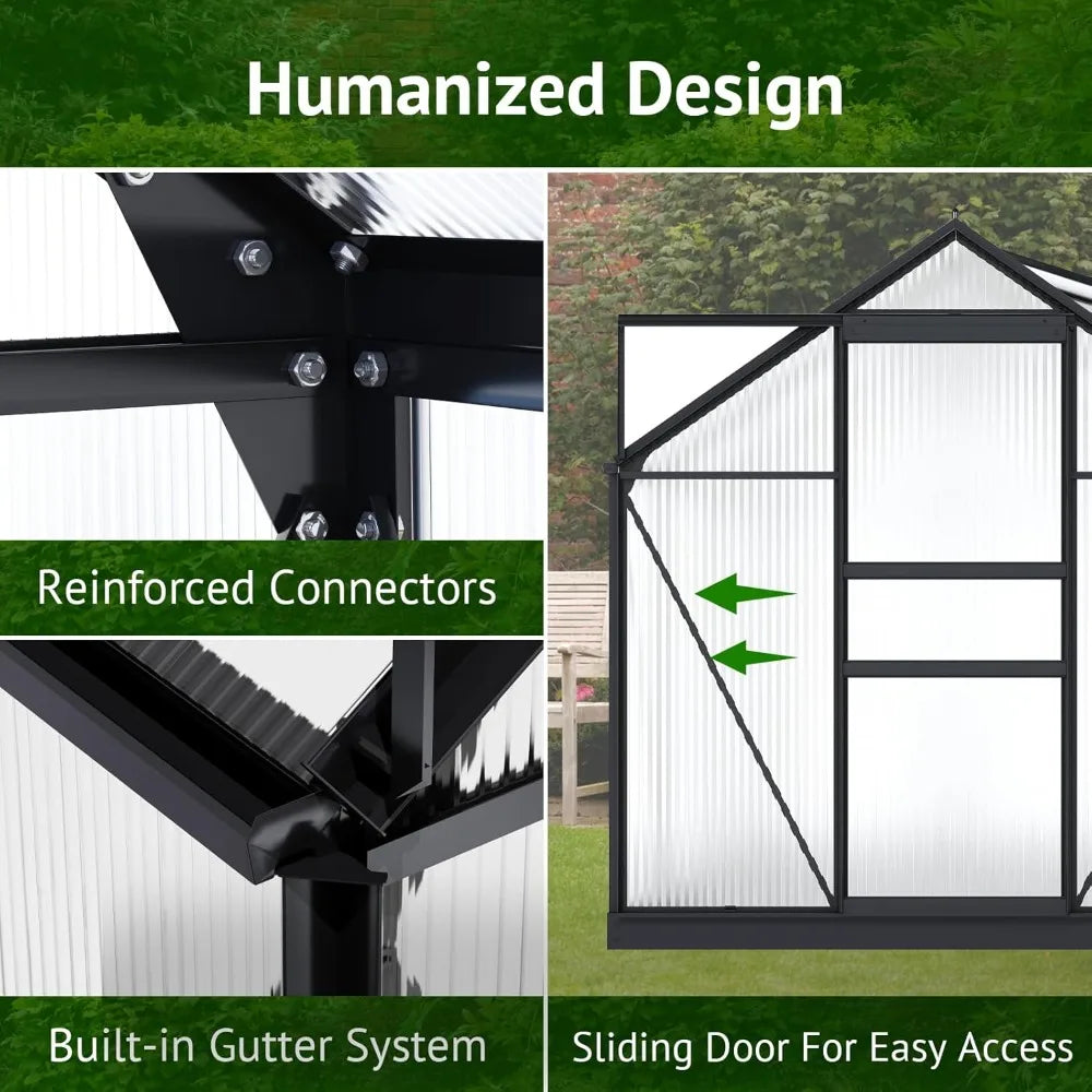 Sturdy Aluminum Outdoor Greenhouse Polycarbonate Enclosure