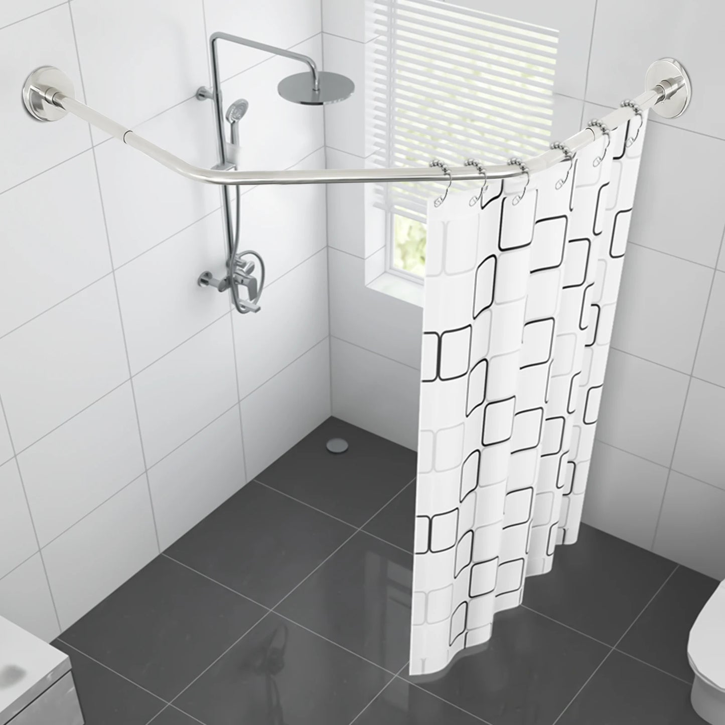 Shower Curtain Rack Wall-mounted 45-75CM Stretchable Curtain Rod Waterproof for Home Bathroom Hotel Fitting Room
