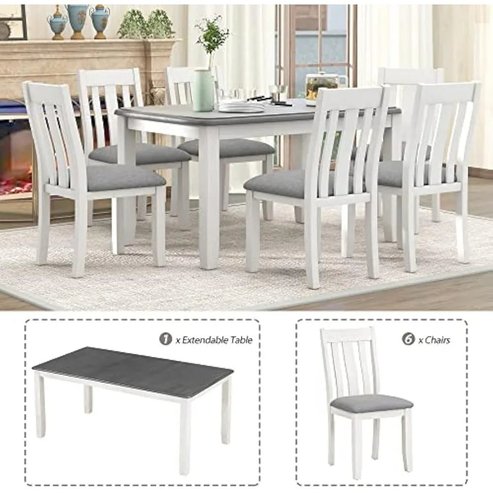 Modern Wooden Dining Table Set With Upholstered Chairs