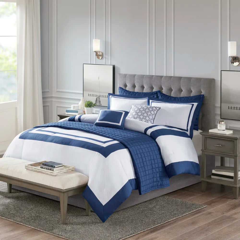 Eight Piece Comforter And Quilt Set Polyester Cotton Blend