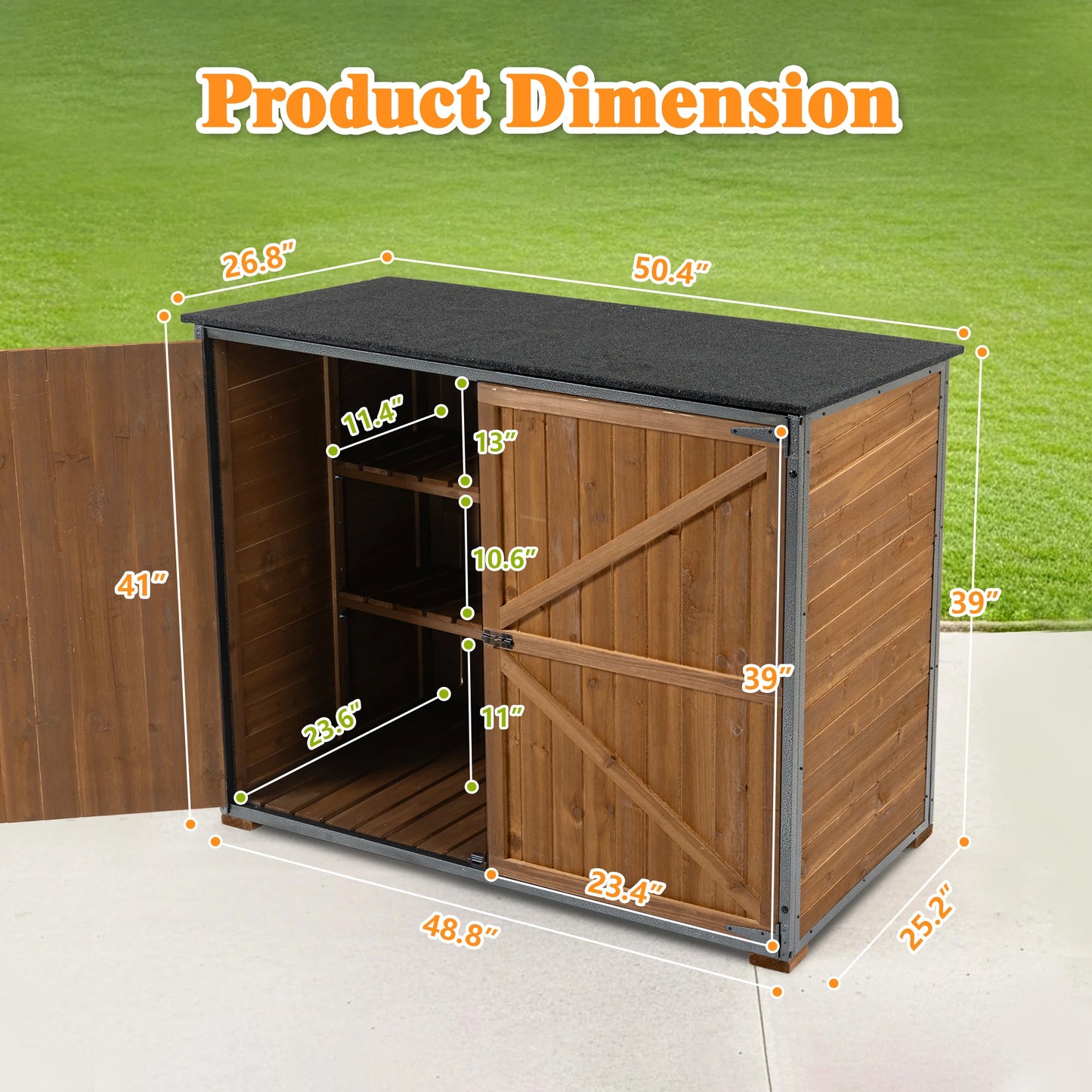 LZBEITEM Outdoor Storage Cabinet Garden Shed With Frame