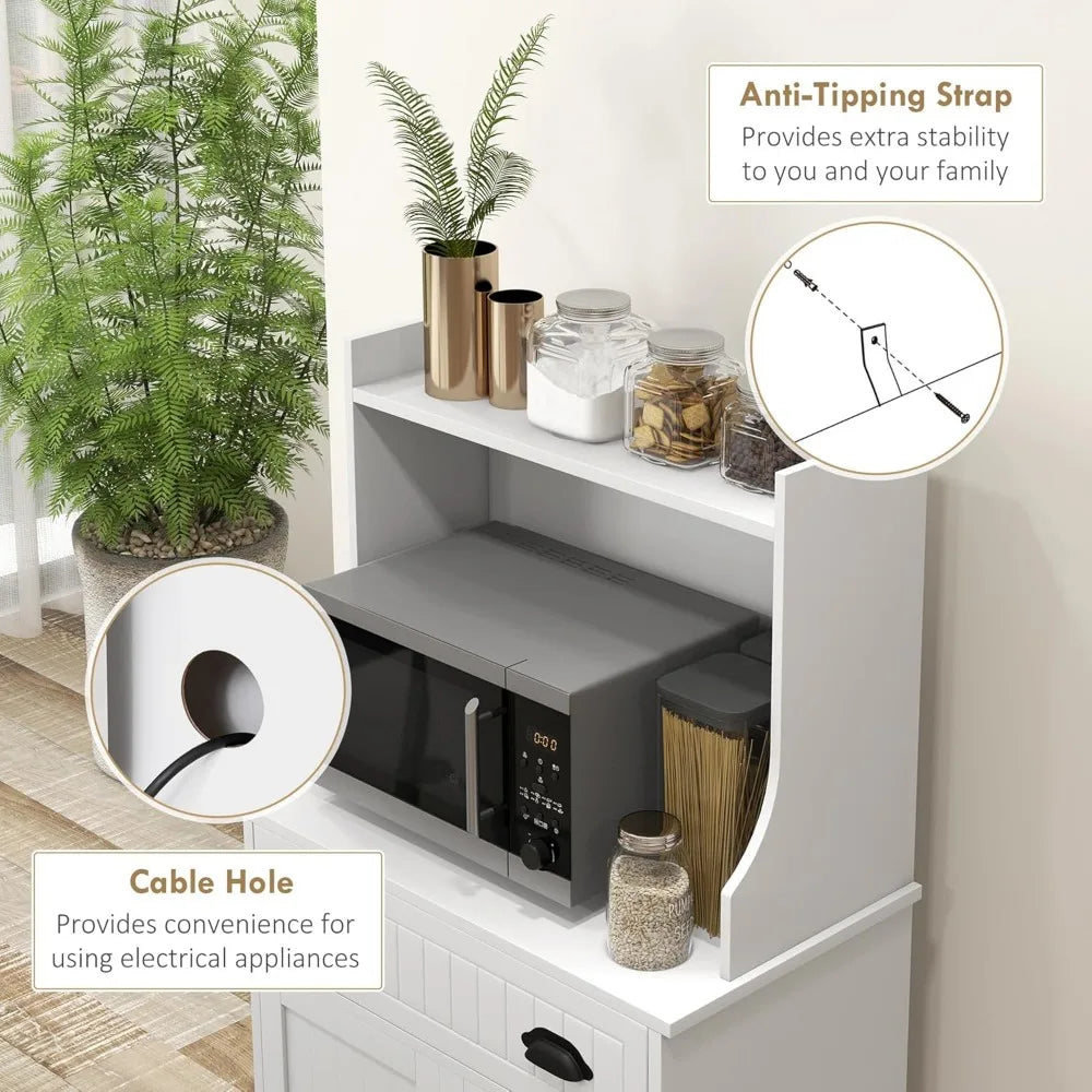 YQXH Microwave Cabinet With Storage Drawer And Hutch