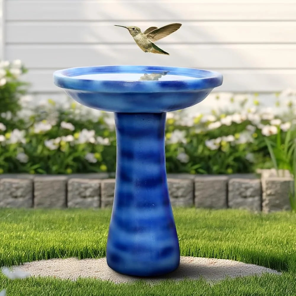 Concrete Bird Bath With Faux Ceramic Finish Freestanding