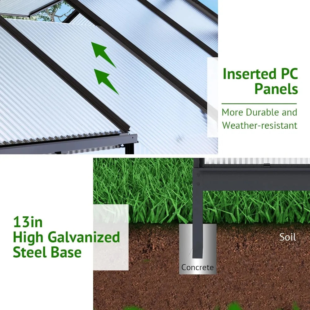 Sturdy Aluminum Outdoor Greenhouse Polycarbonate Enclosure