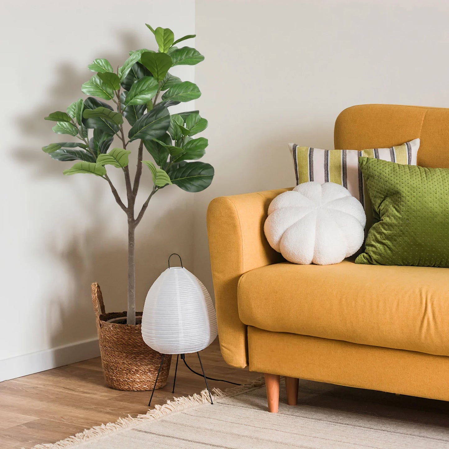 HiMIS Artificial Fiddle Leaf Fig Tree in Pot for Living