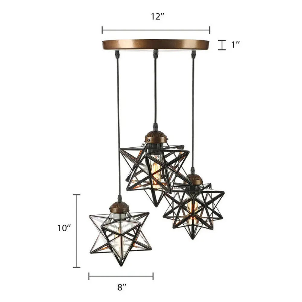 Bymaocar Moravian Star Pendant Chandelier Three Light