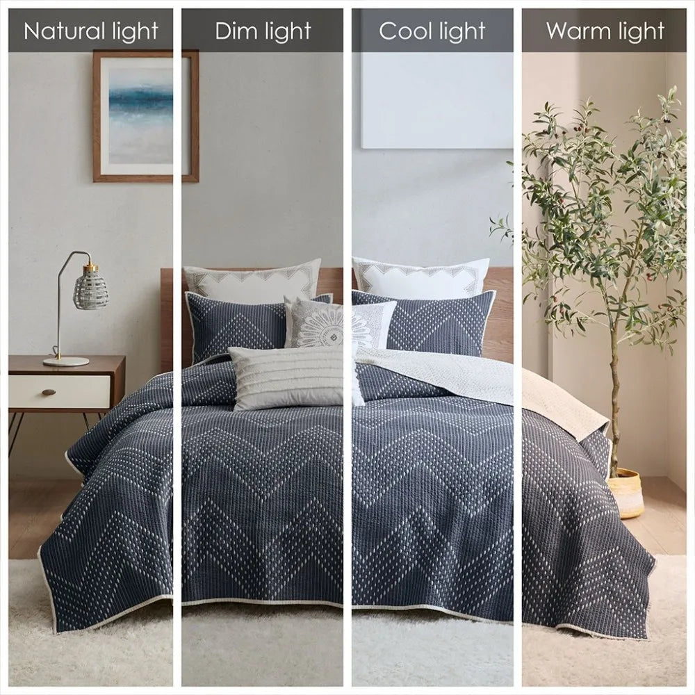 CN Hong Kong 3 Piece Embroidered Cotton Quilt Set Bundle