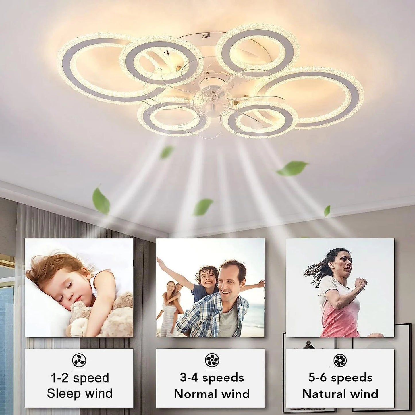 Nordic Modern Ceiling Fan Light Flush Mount Dining Fixture
