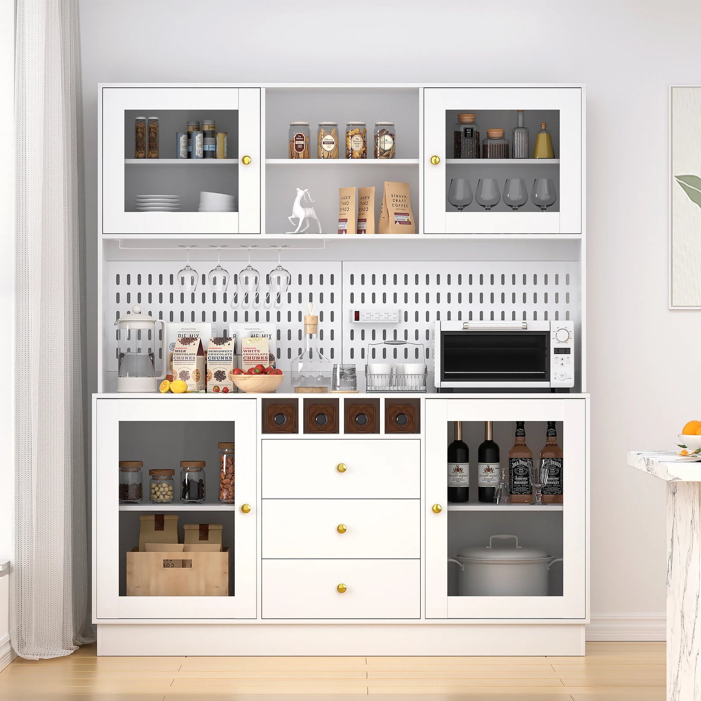 Warm Welcome Decor Pantry Cabinet Freestanding Storage Hutch