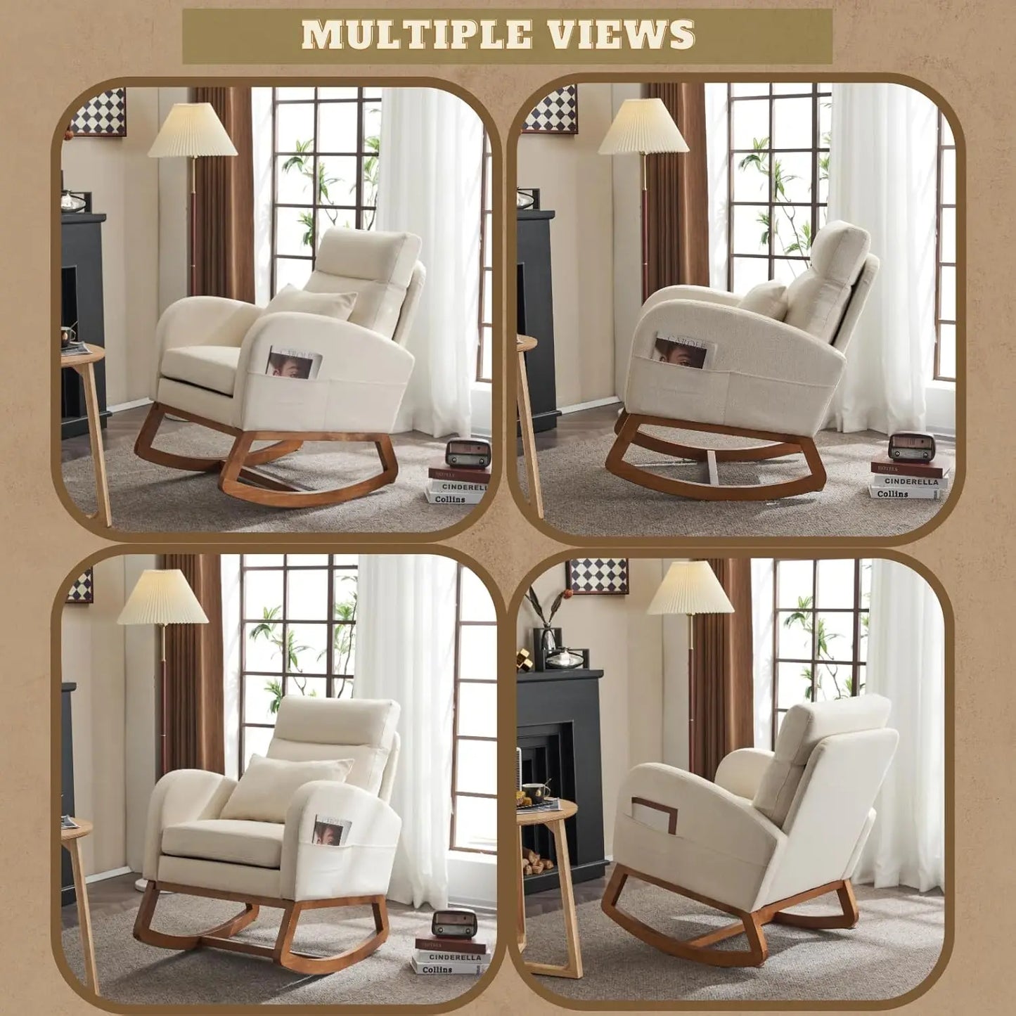 XMSJHign-concerned Nursery Rocking Chair Upholstered Glider