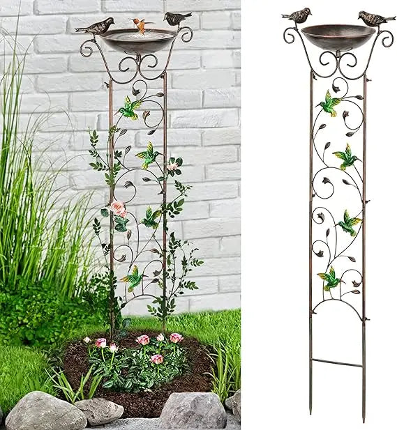 Lewis Wayne Garden Trellis Bird Bath Detachable Hummingbird
