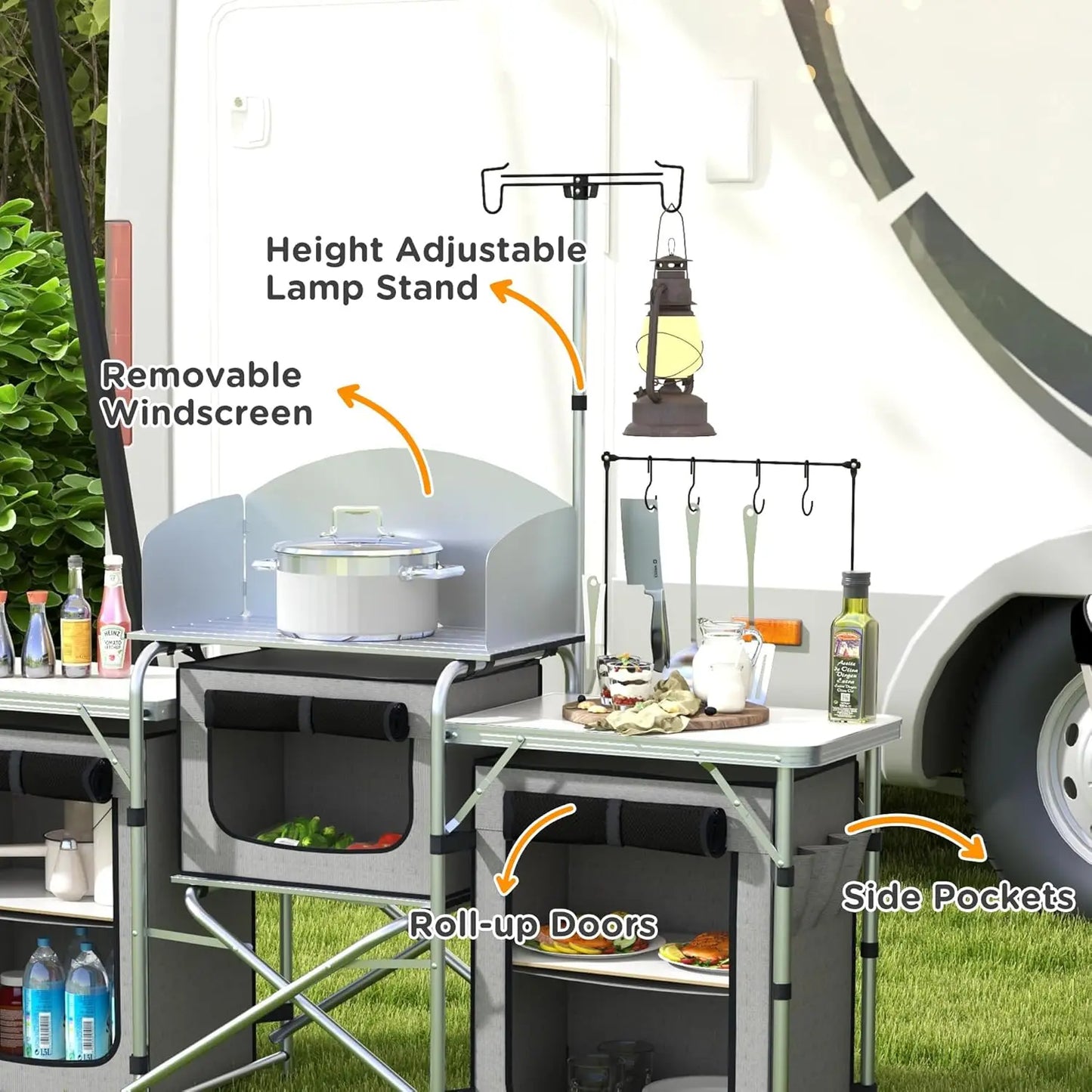 XMSJ Camping Kitchen Table Folding Aluminum Cook Station