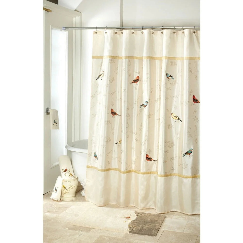 Durable Polyester Gilded Birds Shower Curtain Colorful Bird Motif Waterproof Bathroom Decor 70x72 Inches Fashionable Design
