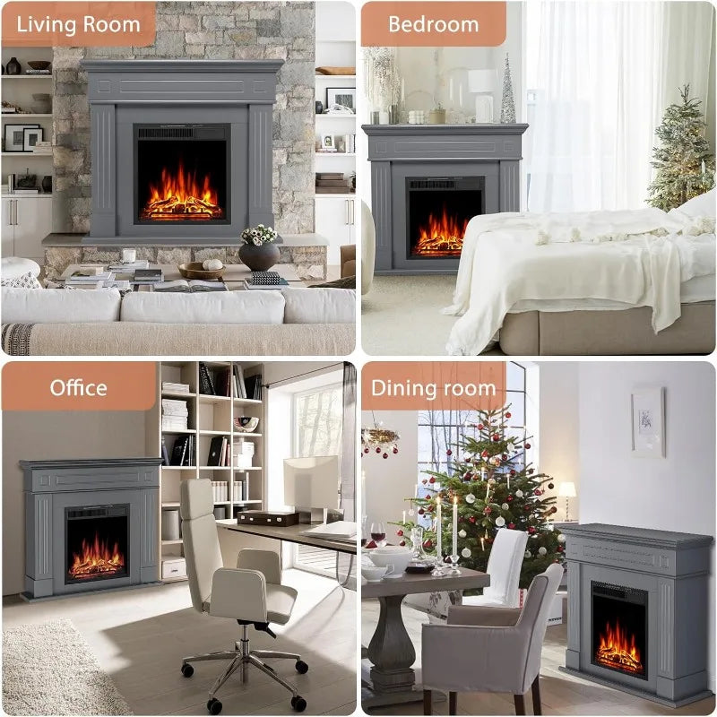 XMSJH Electric Fireplace Heater with Adjustable LED Flame Remote