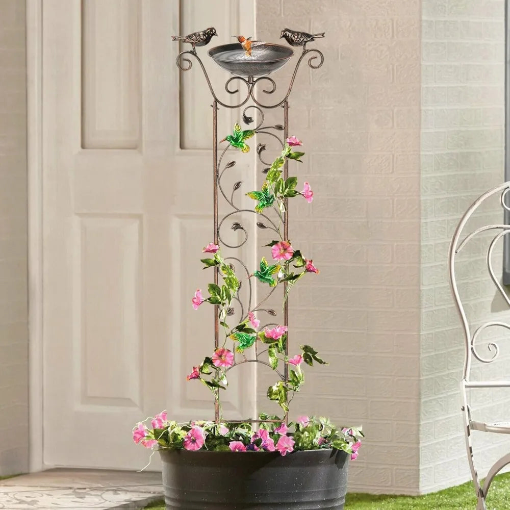 Lewis Wayne Garden Trellis Bird Bath Detachable Hummingbird