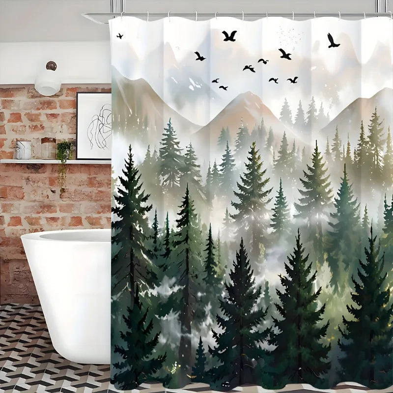 Warm Welcome Decor Ombre Shower Curtain Set Waterproof