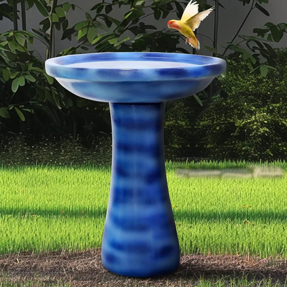 Concrete Bird Bath With Faux Ceramic Finish Freestanding