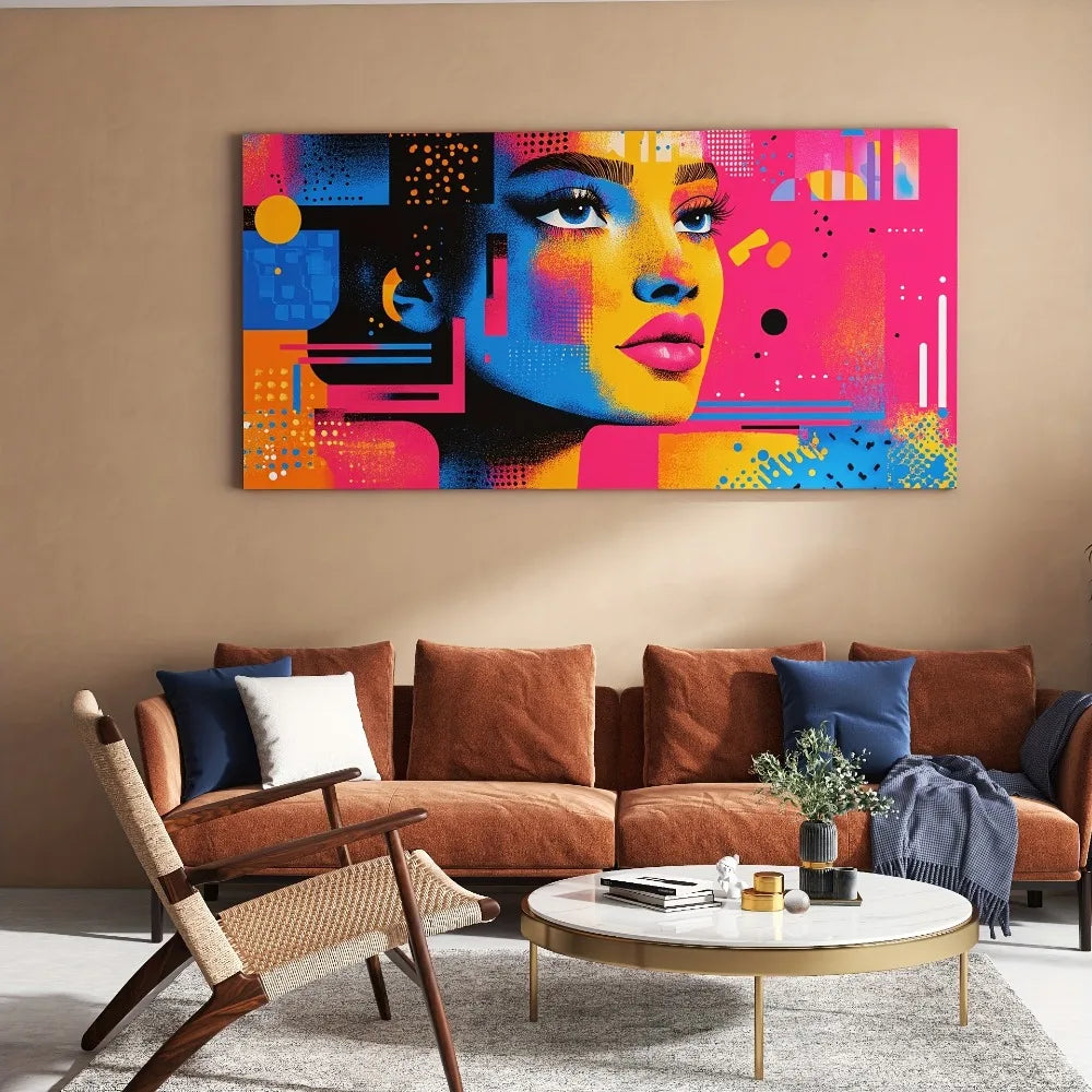 Hign-concerned Vibrant Pop Art Female Silhouette Canvas