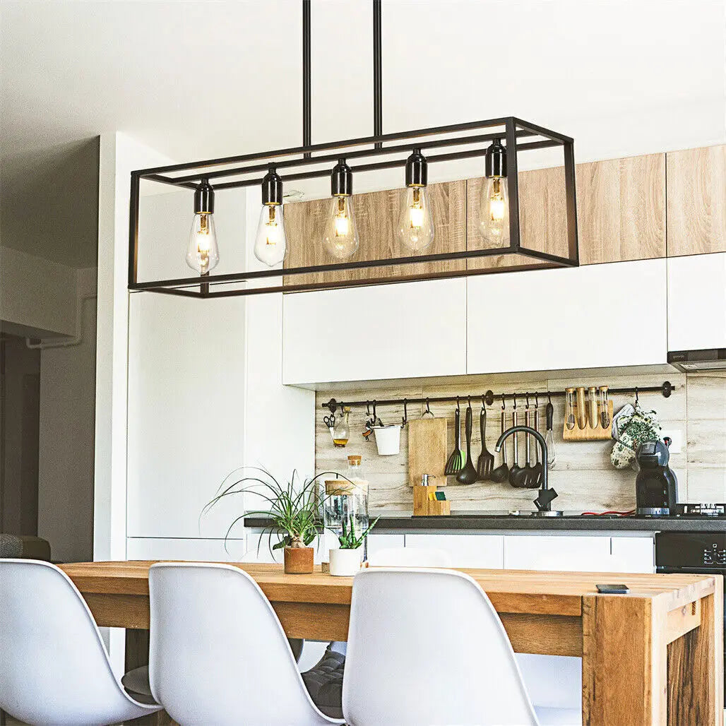 Vrygle Industrial Five Bulb Ceiling Lamp For Kitchen Island