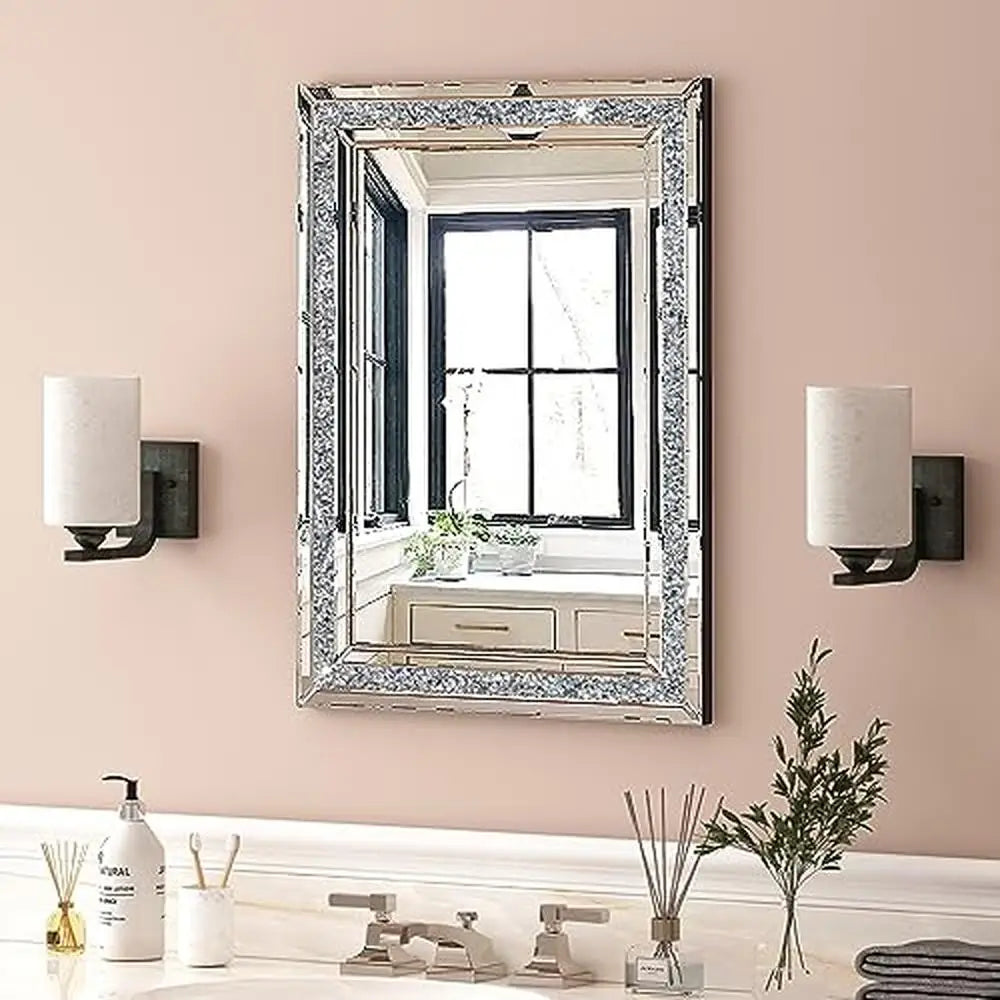 DUTRIEUX Crushed Diamond Beveled Wall Mirror Modern Decor