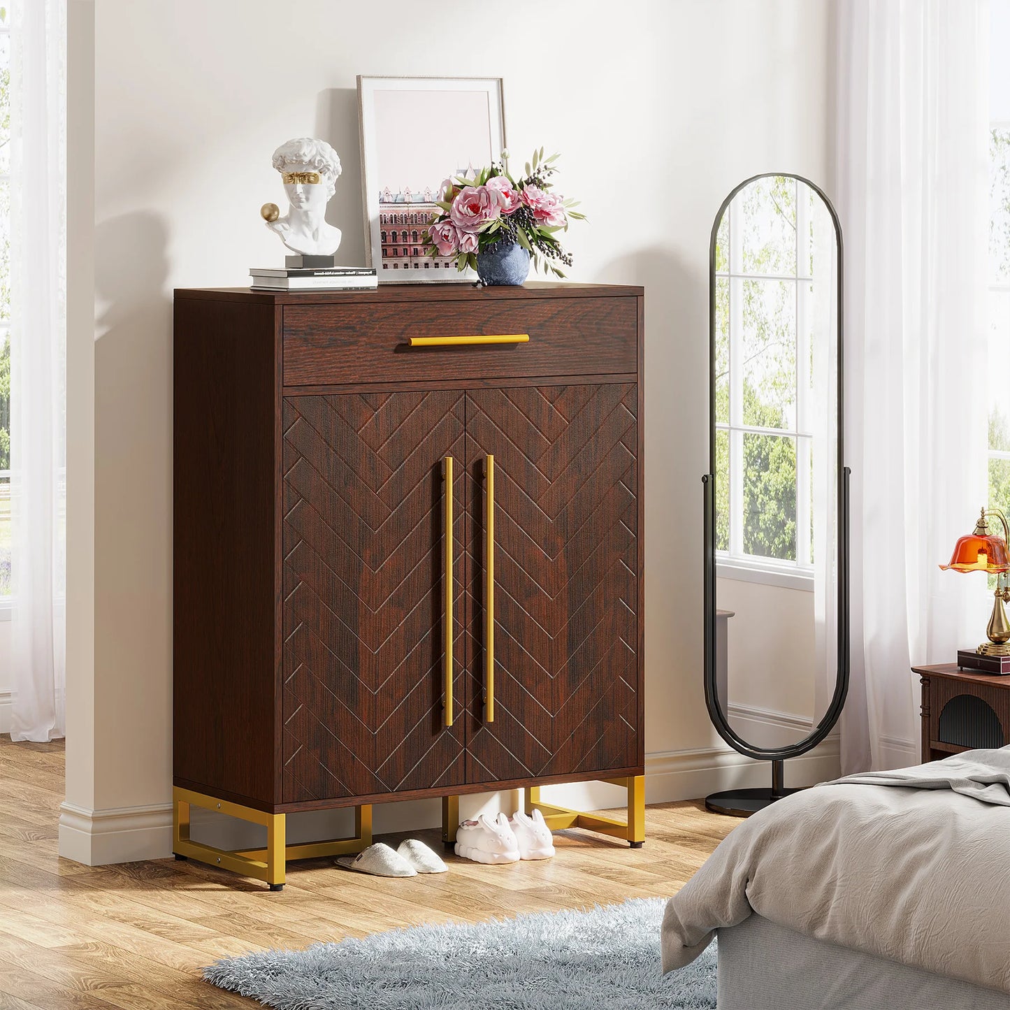 Tribesigns Shoe Cabinet With Doors 20 Pairs Entry Organizer