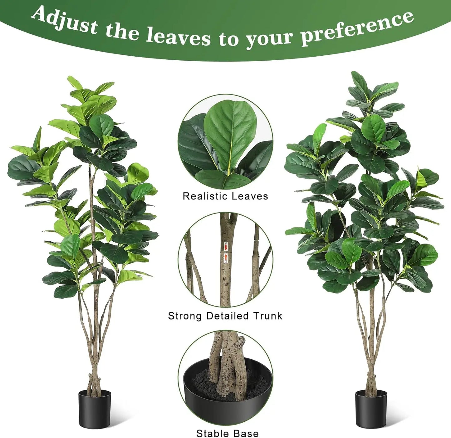 HiMISCN Fiddle Leaf Fig Tree Artificial For Home Decor