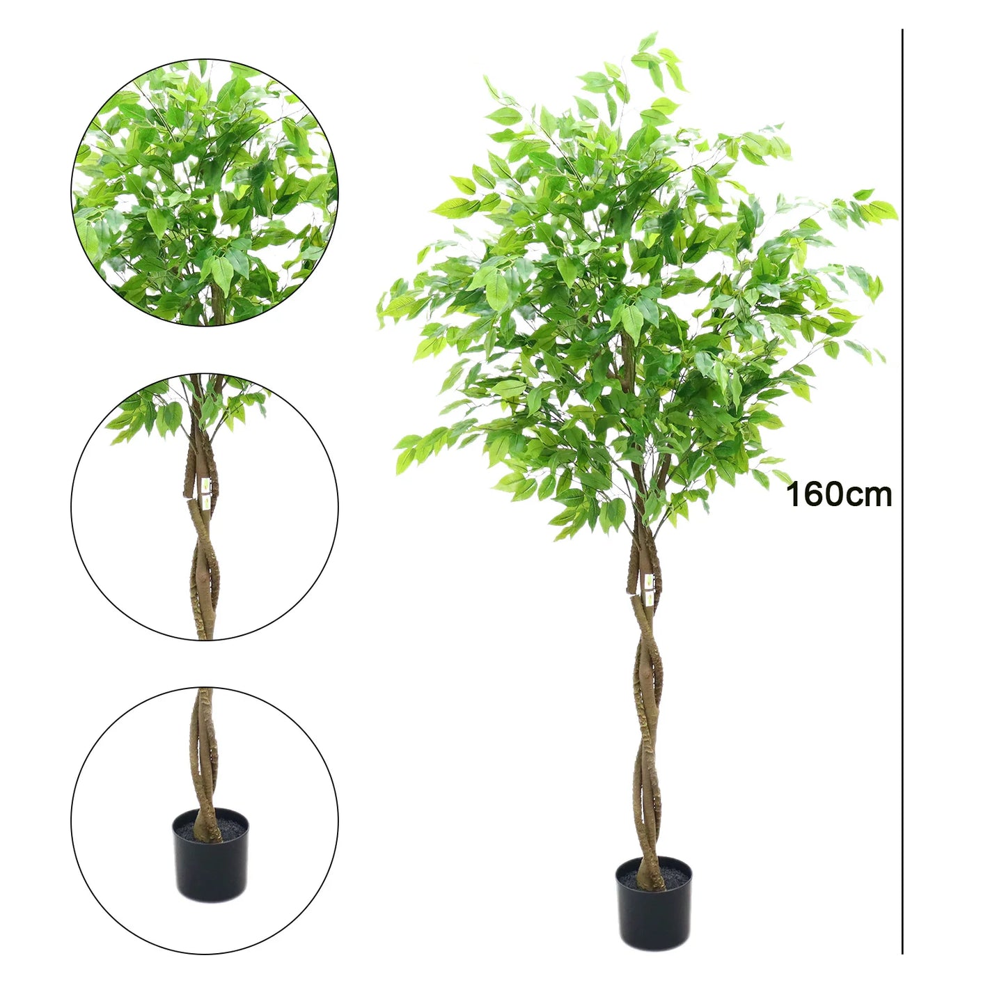 HiMISSCN Artificial Ficus Tree In Planter Realistic