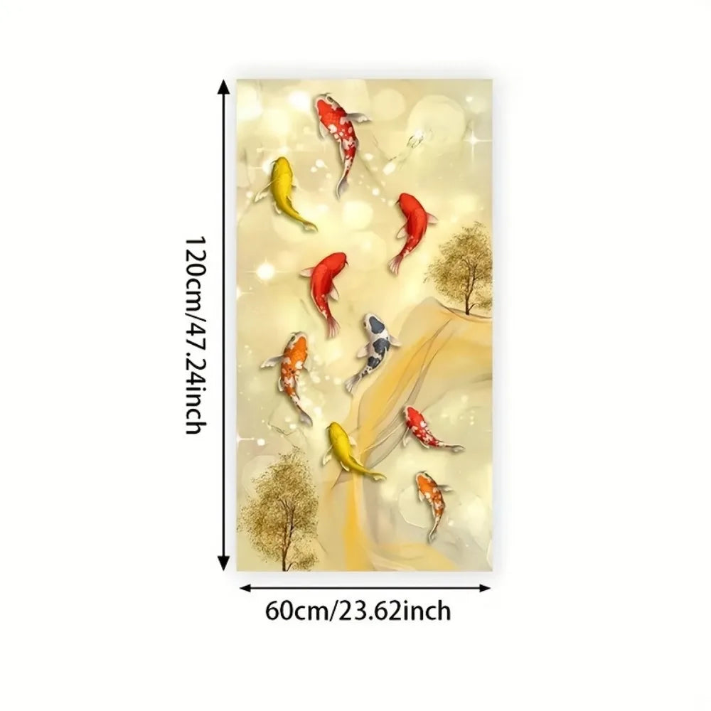 Hign-concerned Koi Fish Canvas Art With Gold Embellishment