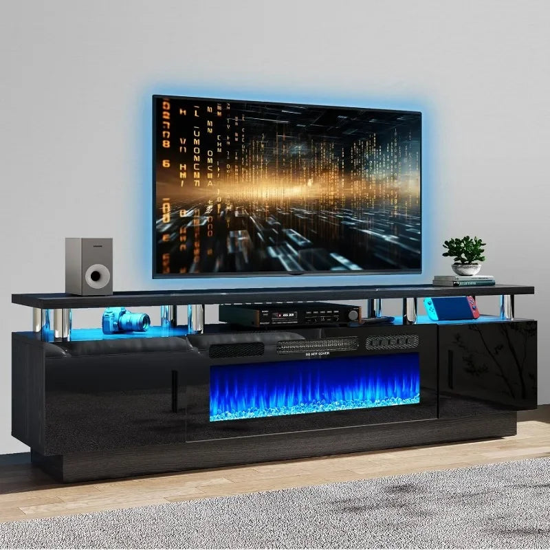XMSJ Modern Electric Fireplace TV Stand With LED Flame