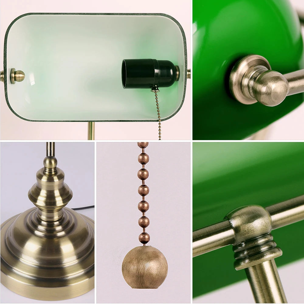 Warm Welcome Decor Vintage Glass Banker's Lamp Desk Light