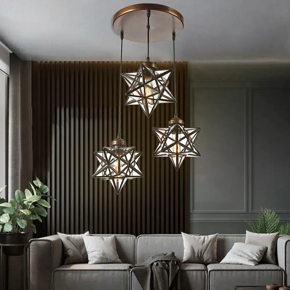 Bymaocar Moravian Star Pendant Chandelier Three Light