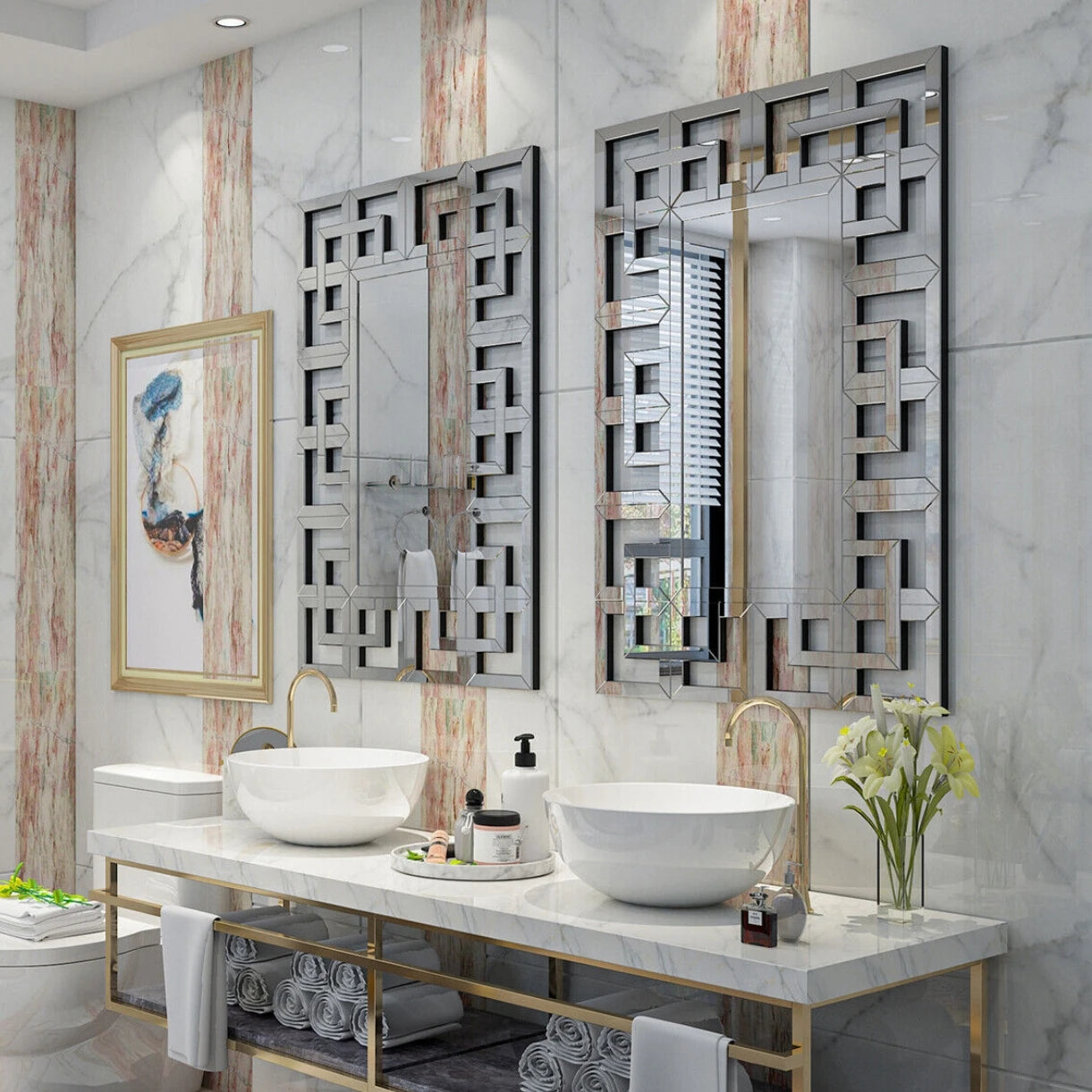 BORWART Rectangular Wall Mirror with Grecian Venetian Frame