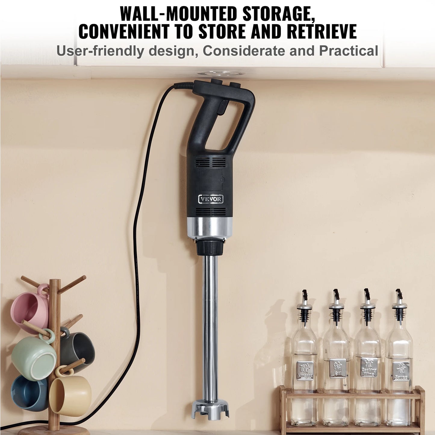 VEVOR Commercial Immersion Blender 500W Heavy Duty Kitchen