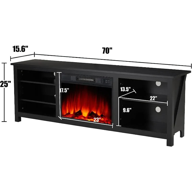 XMSJ Fireplace TV Stand with Electric Fireplace and Wood Texture