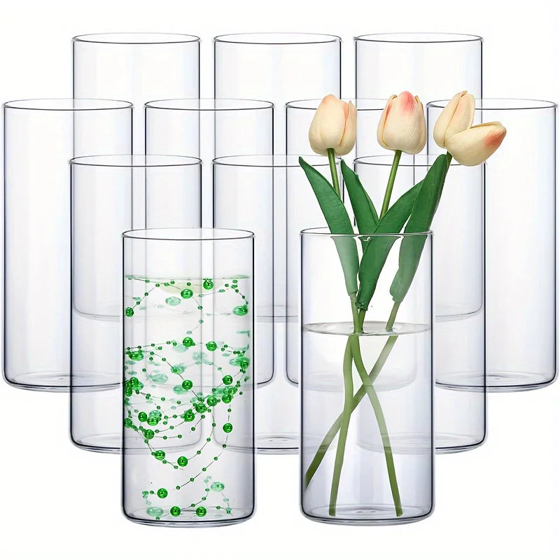 Warm Welcome Decor Glass Cylinder Vase Set 12 Piece