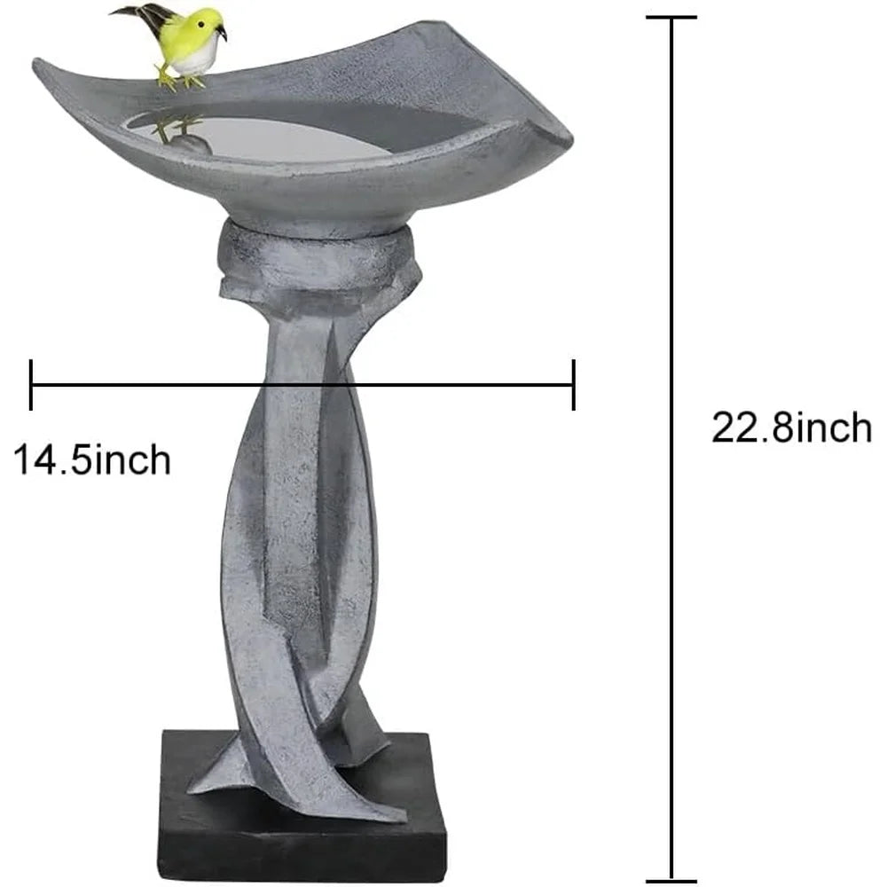 Modern Concrete Bird Bath Fountain Lotus Design Statue