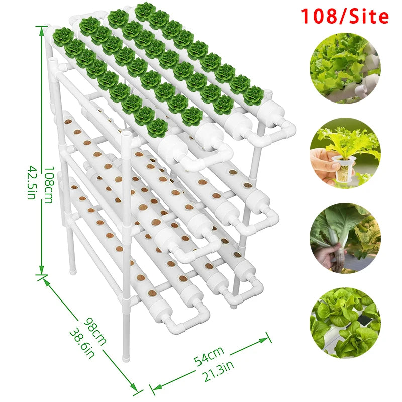 BHTNYOOM Hydroponics System 3 Layer 108 Planting Holes Kit