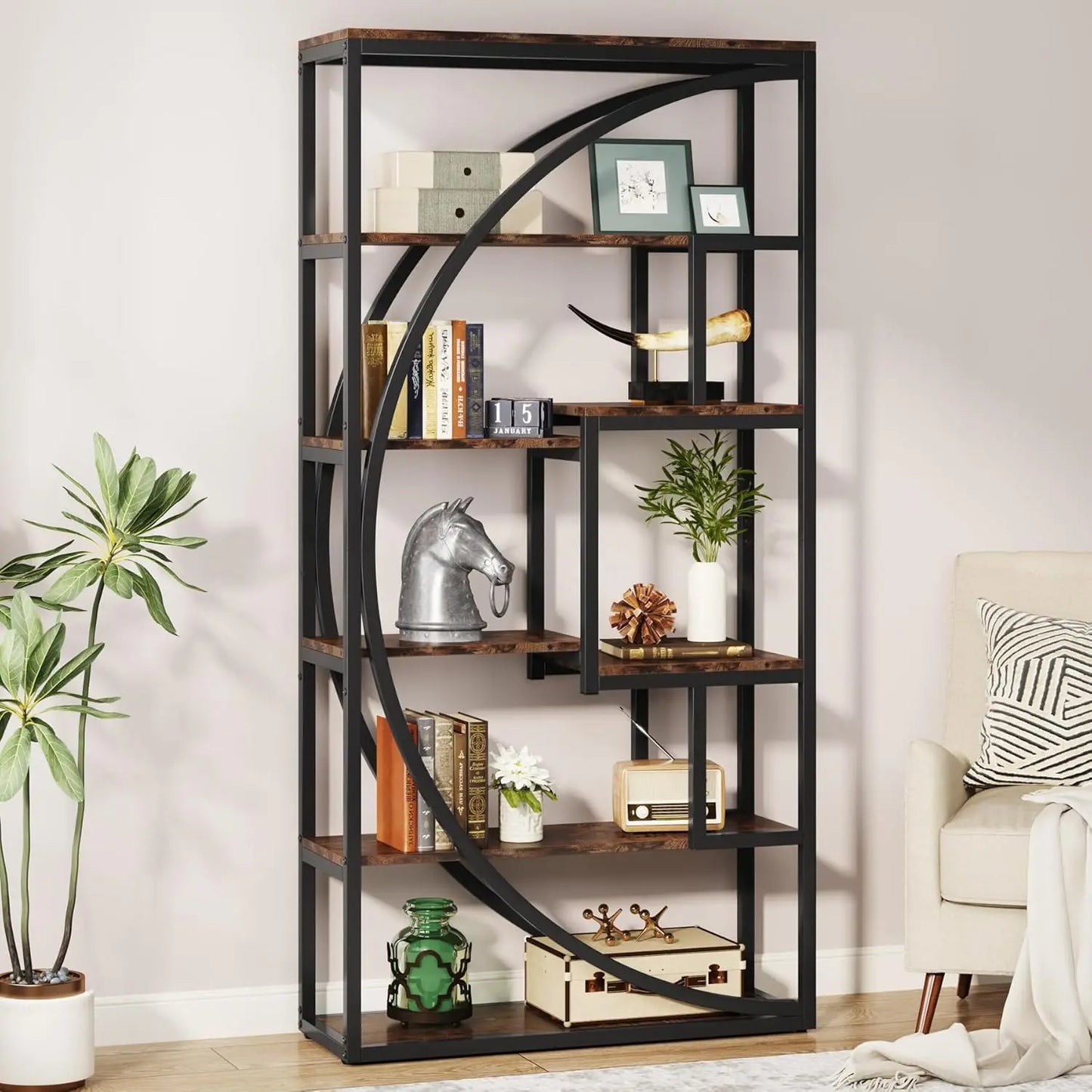 Little Tree Industrial 5-Tier Etagere Bookcase Display Shelving Unit