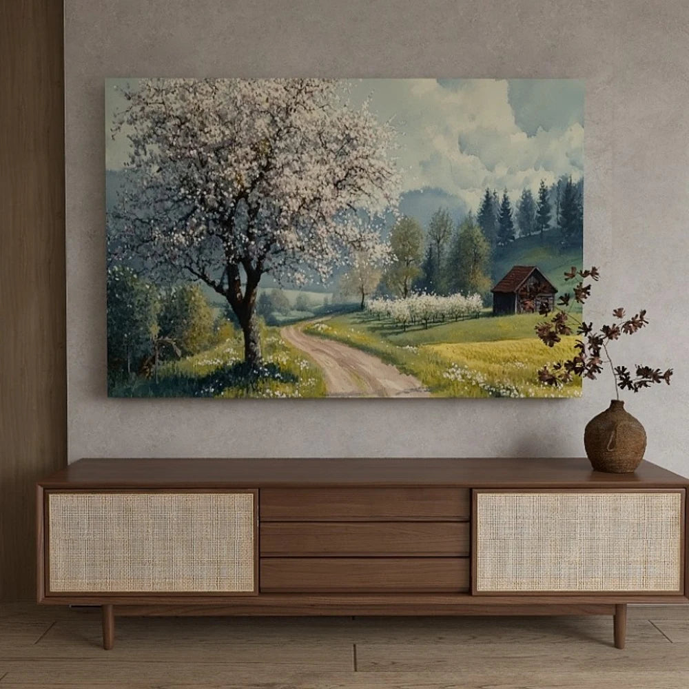 Pine Solid Wood Frame Canvas Wall Art